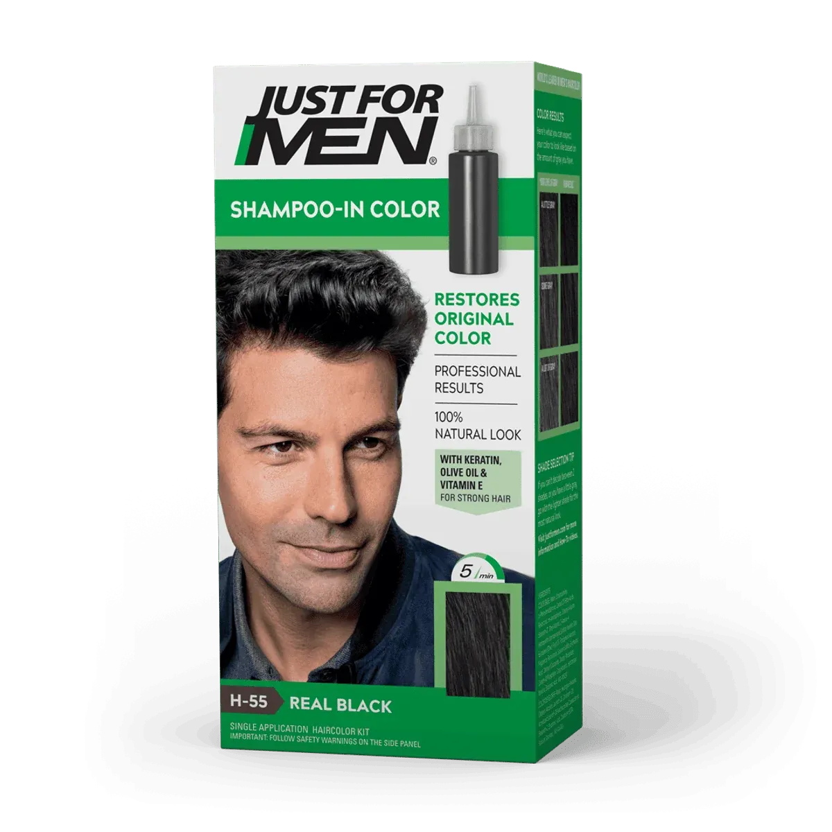 Just For Men شامبو صبغة شعر H55 Real Black