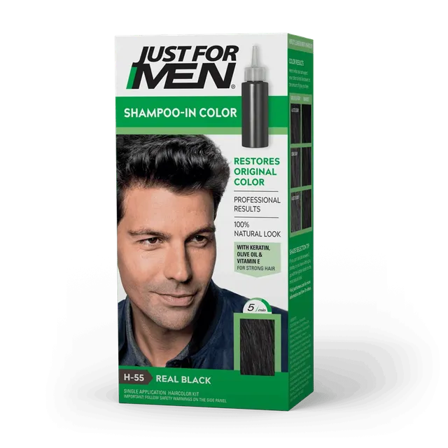 Just For Men Shampoo In Hair Color H55 Real Black