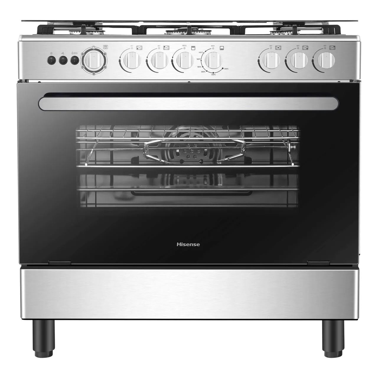Hisense طباخ غاز 5 شعلات HFG90335RX فضي