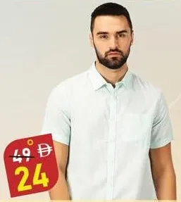 Square Stitch Men's Half Sleeve Oxford Plain Shirt
