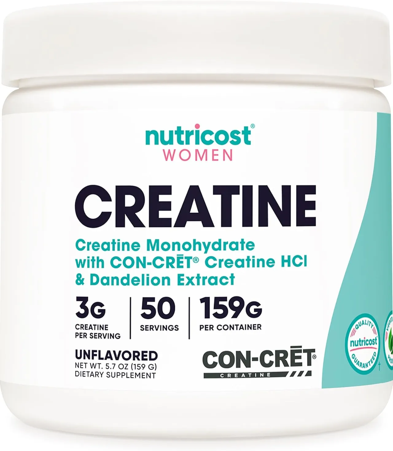 Nutricost مسحوق الكرياتين أحادي الهيدرات للنساء، ميكرونيزد، بدون نكهة، 50 حصة، نباتي، غير معدل وراثيا، خال من الغلوتين