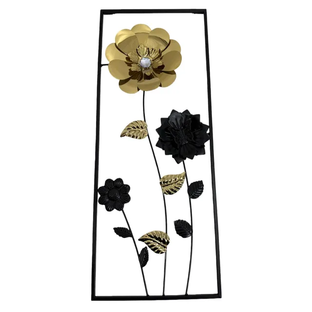 Maple Leaf Home Three-Flower Metal Frame Wall Decor, Metal, YC1174
