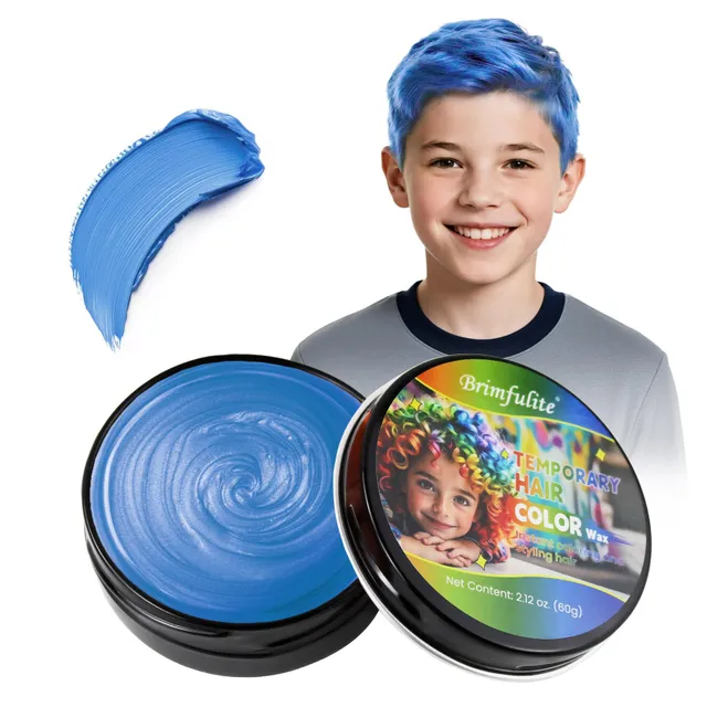 Brimfulite Temporary Blue Hair Wax for Kids, Halloween 2.12 Oz.