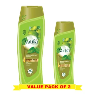 شامبو Naturals للتغذية والحماية غني بخلاصة الزيتون والحناء للشعر العادي مع زيوت Vatika المغذية +