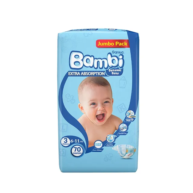 Sanita Bambi Baby Diapers Medium Size 3 (6- ) - 70 Pcs