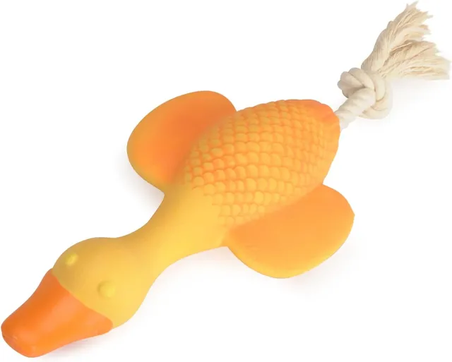 camon Latex Dog Toy- Goose with Squeaker and Rope 33 cm