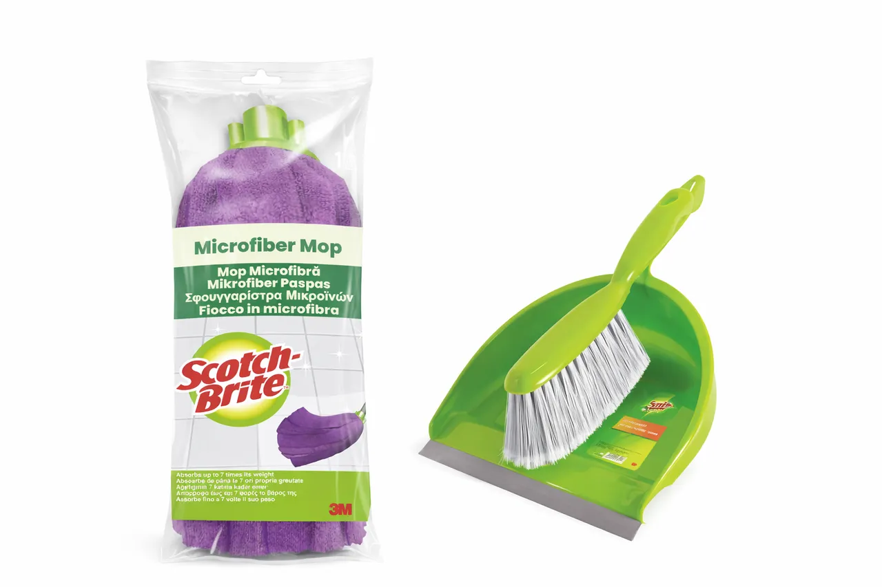 Scotch Brite ممسحة مايكروفايبر + جاروف