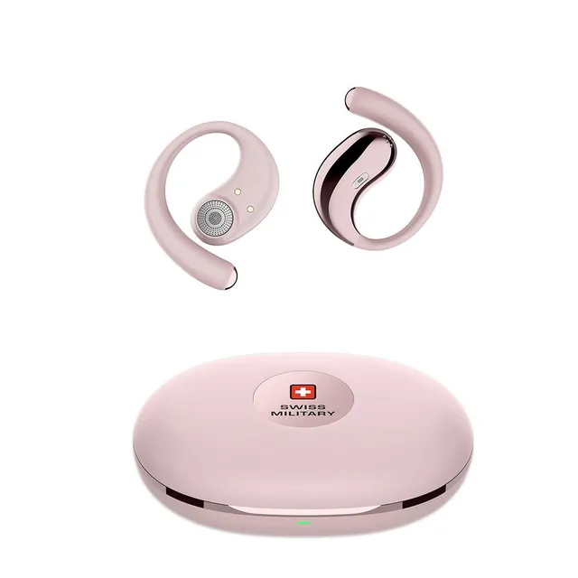 Swiss Military Delta 7 Open Stereo Earbuds, Truly Wireless, Bluetooth, Open-Ear Design, Pink