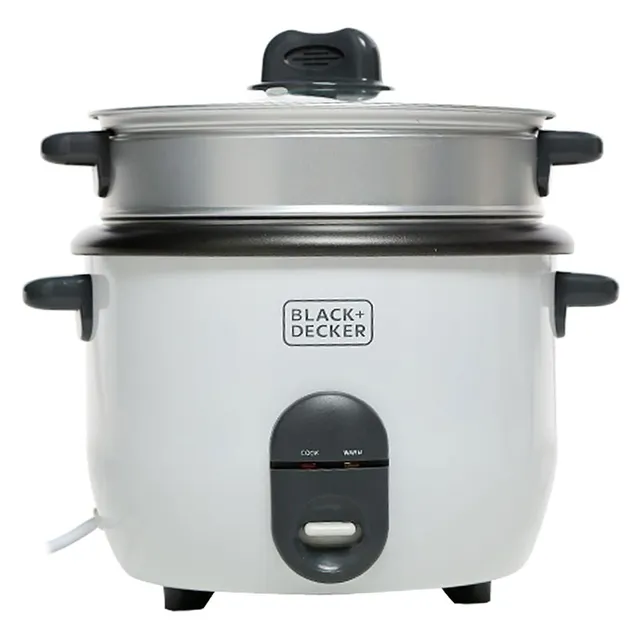 Black & Decker Rice Cooker 700W Power Removable Non-Stick Bowl & Steaming Tray with Water Level Indicator Glass Lid & Cool Touch for Healthy Meals Easy to Use 2 years warranty RC1860-B5