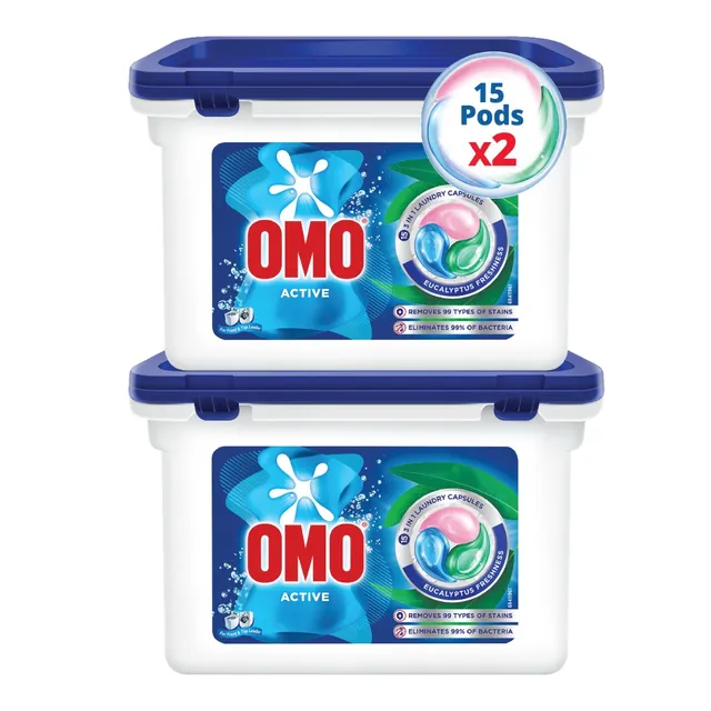 Omo 3-in-1 Laundry Capsules - Eucalyptus - 2 x 15 Pods