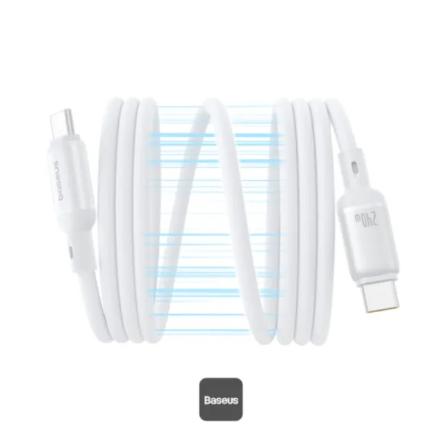 Baseus PicoGo 240W Type-C to Type-C Magnetic Fast Charging Cable, 1m, White, P10376800211