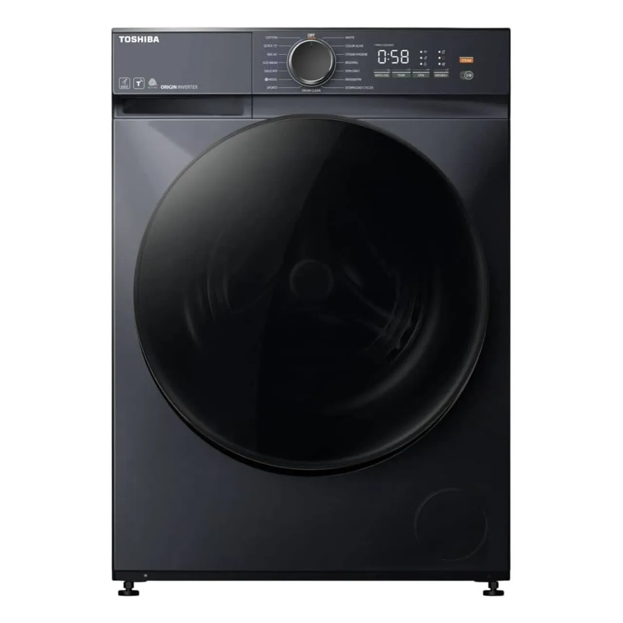 Toshiba غسالة ملابس بتحميل أمامي، 1400 RPM، رمادي، TW-T21BU110UWB