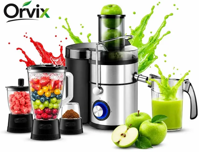 orvix 4 in 1 Electric Juicer Blender with Unbreakable Jar – Powerful Mixer Grinder, Fruit Juicer & Chopper, Multi-Speed Control with Pulse Function for Kitchen Food Preparation