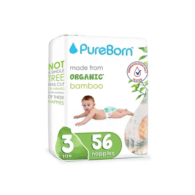 Pureborn Pure Born Baby Diaper Size 3 (5.5- ) - 56 Pcs