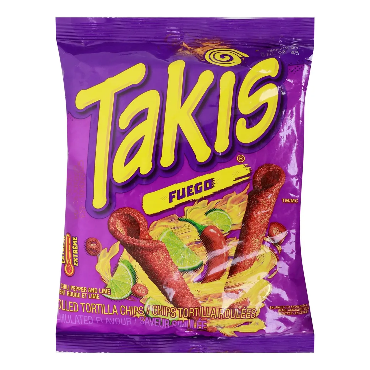 Takis رقائق تورتيا ملفوفة بنكهة الفلفل الحار والليمون Fuego Hot Chilli Pepper & Lime