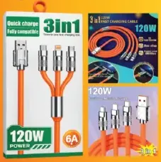 3-in-1 Fast Charging Cable 120W, 6A