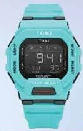 Tomi Digital Square Mens Pu Strap Watch
