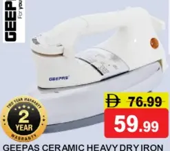 Geepas مكواة جافة ثقيلة سيراميك 1200W Gdi7752