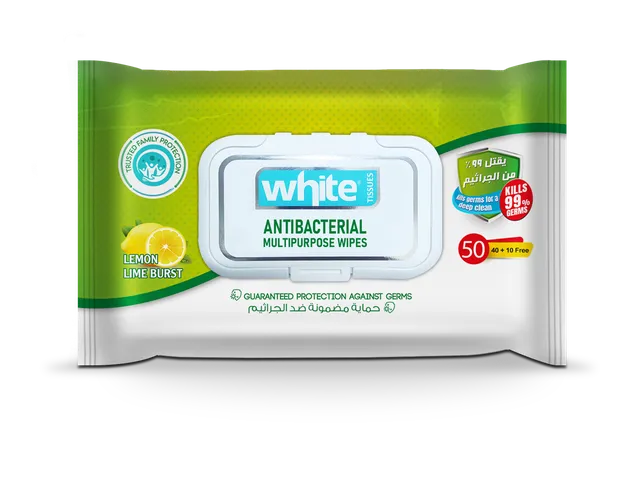 White Wetwipe Antibacteria Lemon - 50's