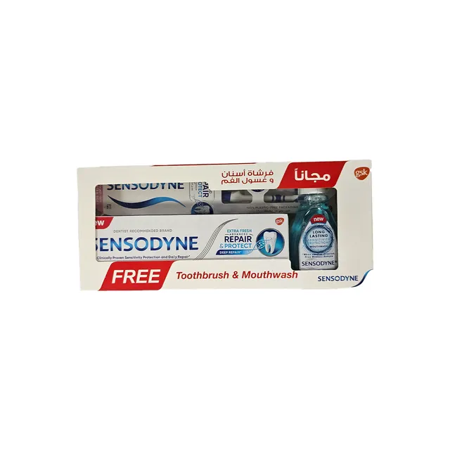 Sensodyne Toothpaste + Mouth Wash +Toothbrush Repair Set