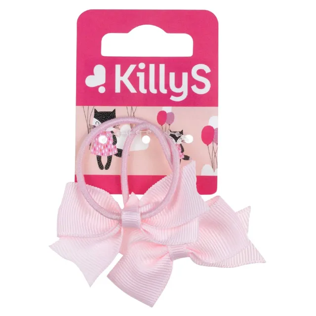 Killys Kids Hair Ties Pink Bows, Ribbon Bow Hair Elastics, Light Pink