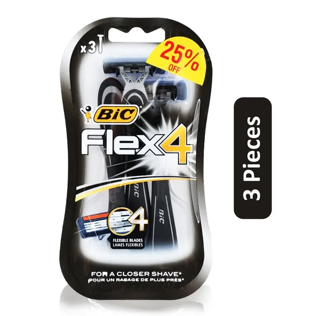Bic Flex 4 Blade Flexible Disposable Razor - 3 Pcs