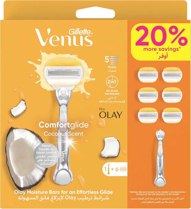 Gillette Coconut + Olay Moisture Bar + 6 Blades