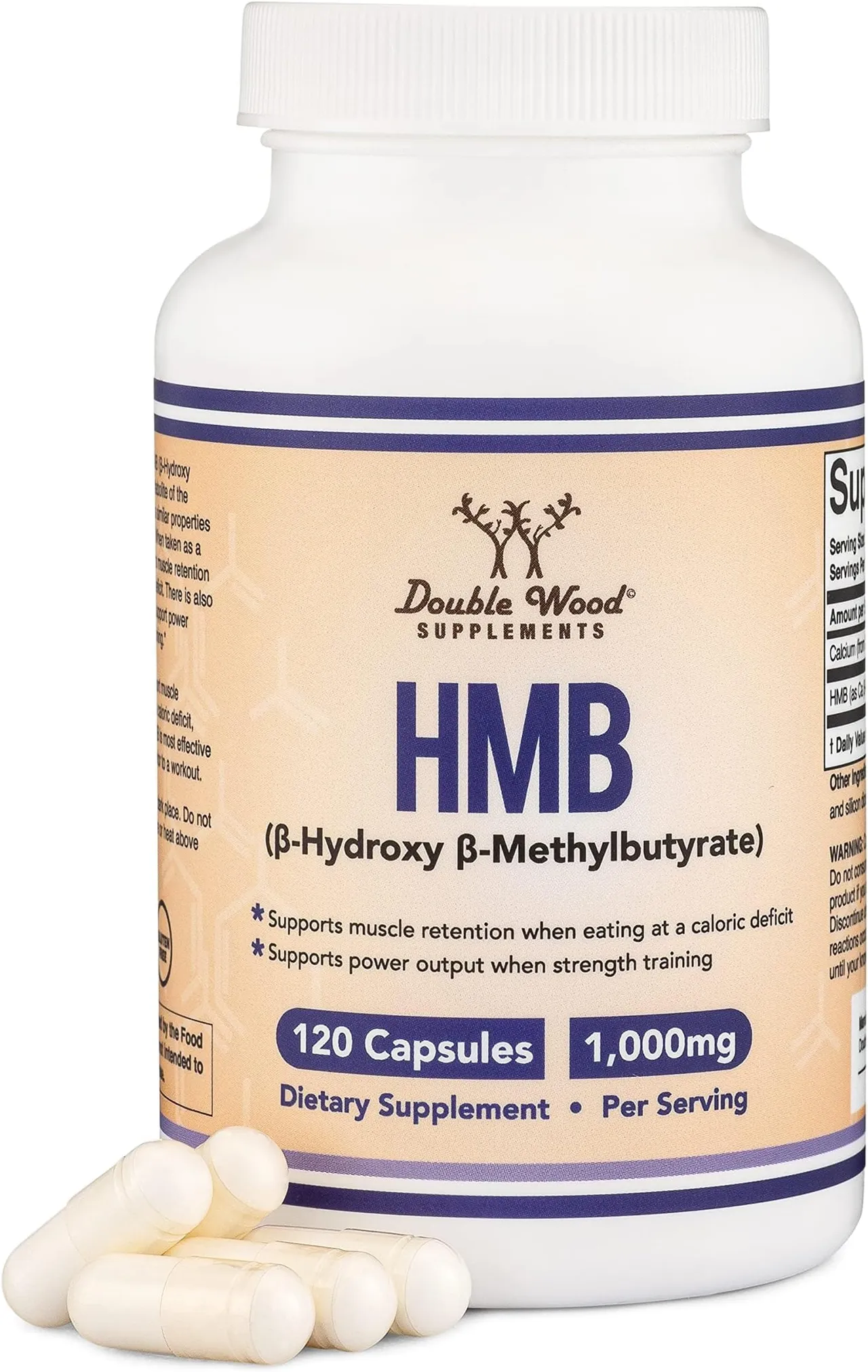 Double Wood Supplements Hmb، 120 × 1000 Mg كبسولة
