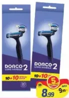 Dorco ماكينة حلاقة رجالية للاستخدام مرة واحدة بمقبض طويل وشفرتين Tg711