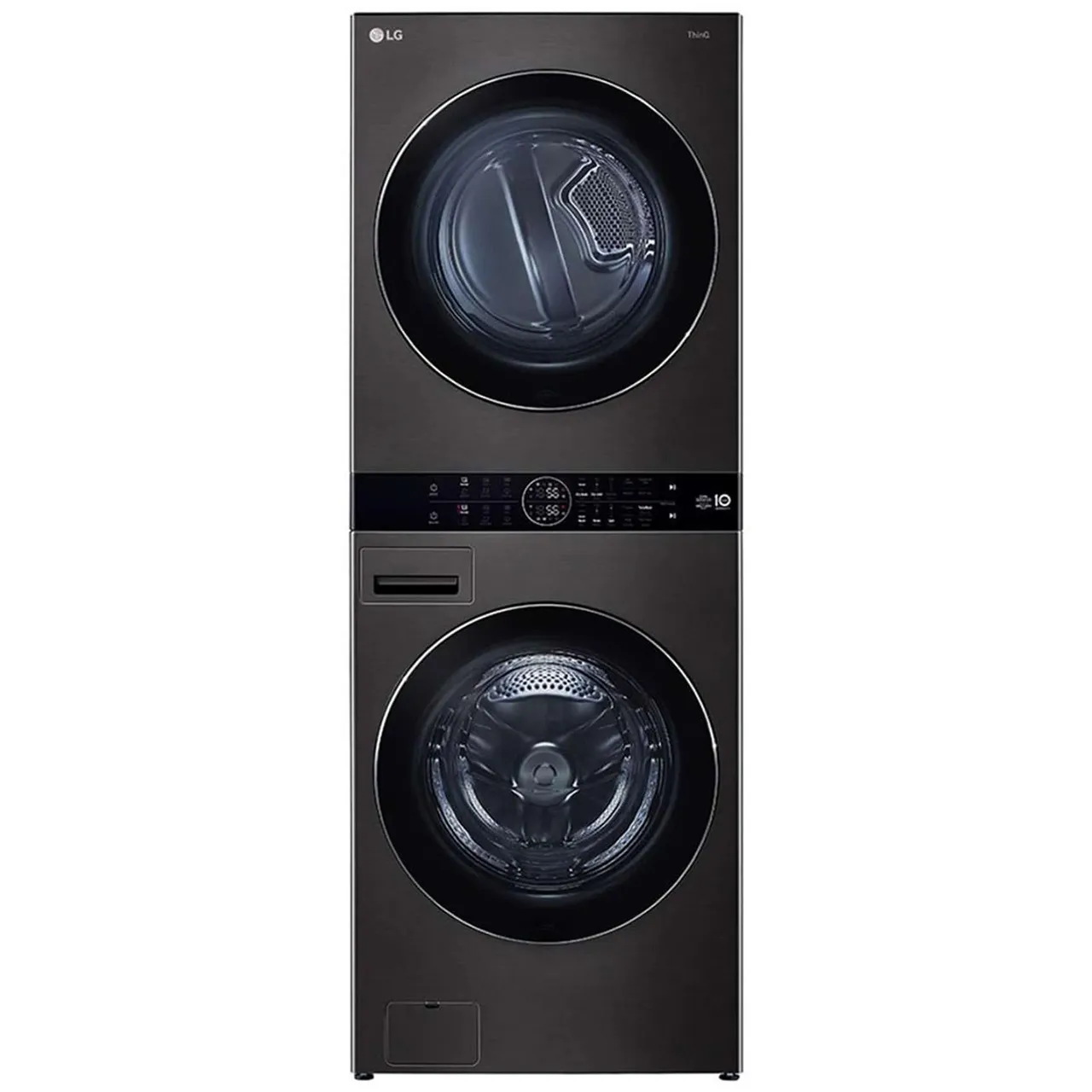 LG غسالة ومجفف WashTower قابلان للتكديس بتحميل أمامي W1S1CVK2EHM أسود ستيل مع مجفف