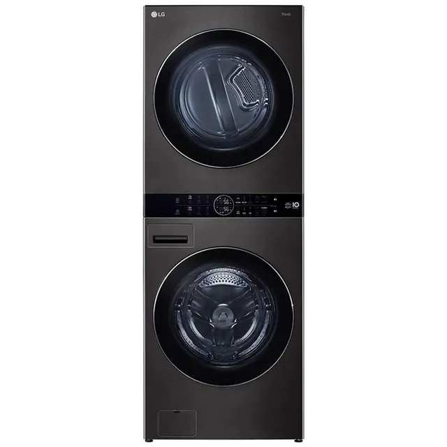LG WashTower Stackable Front Loading Washing Machine W1S1CVK2EHM Black Steel And Dryer