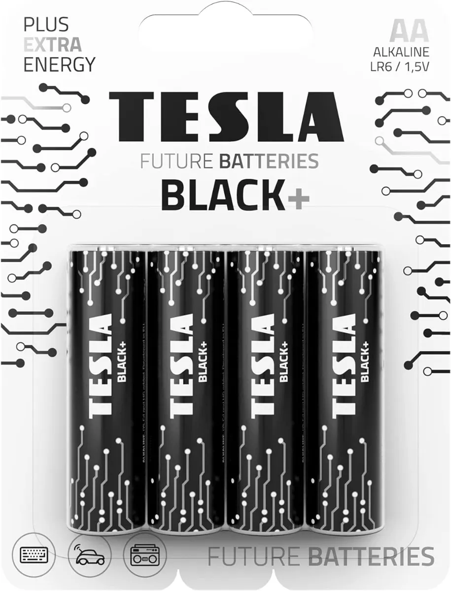 Tesla بطارية AA Black+ قلوية بلس طاقة إضافية - 4pcs