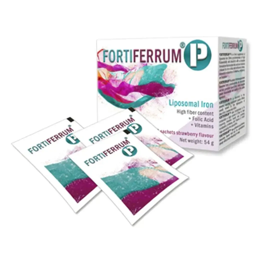 fortiferrum أكياس مكمل حديد ليبوسومي P للحمل مع الألياف والفيتامينات وحمض الفوليك