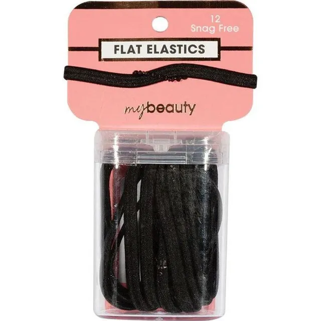 My Beauty Hair Snag Free Flat Elastic 12 Pack Black