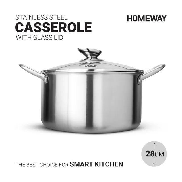 Homeway Stainless Steel Casserole with Lid