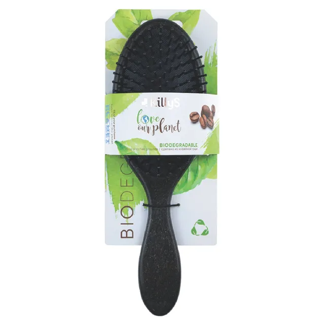 Killys Bio Hairbrush Coffee Oval, Biodegradable Coffee Grounds Hair Brush, Oval Paddle Design