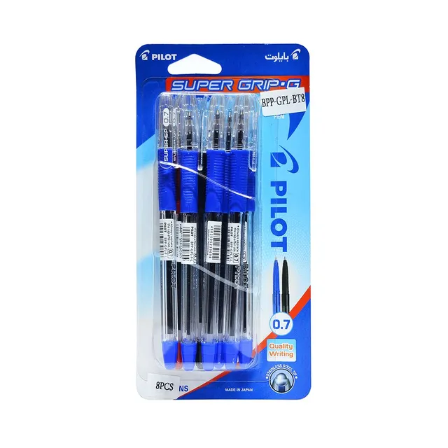 Pilot Super Grip Ball Pen - 8 Pcs