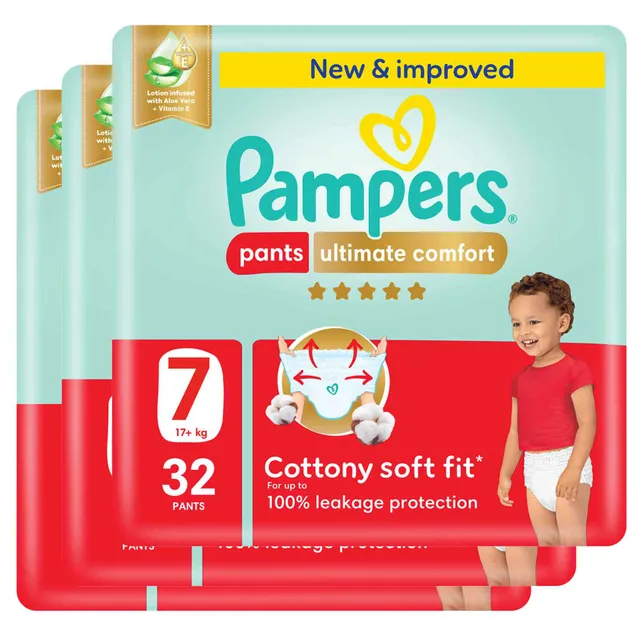 Pampers Ultimate Comfort Diaper Pants Size 7 + Mega Pack 32 Pants