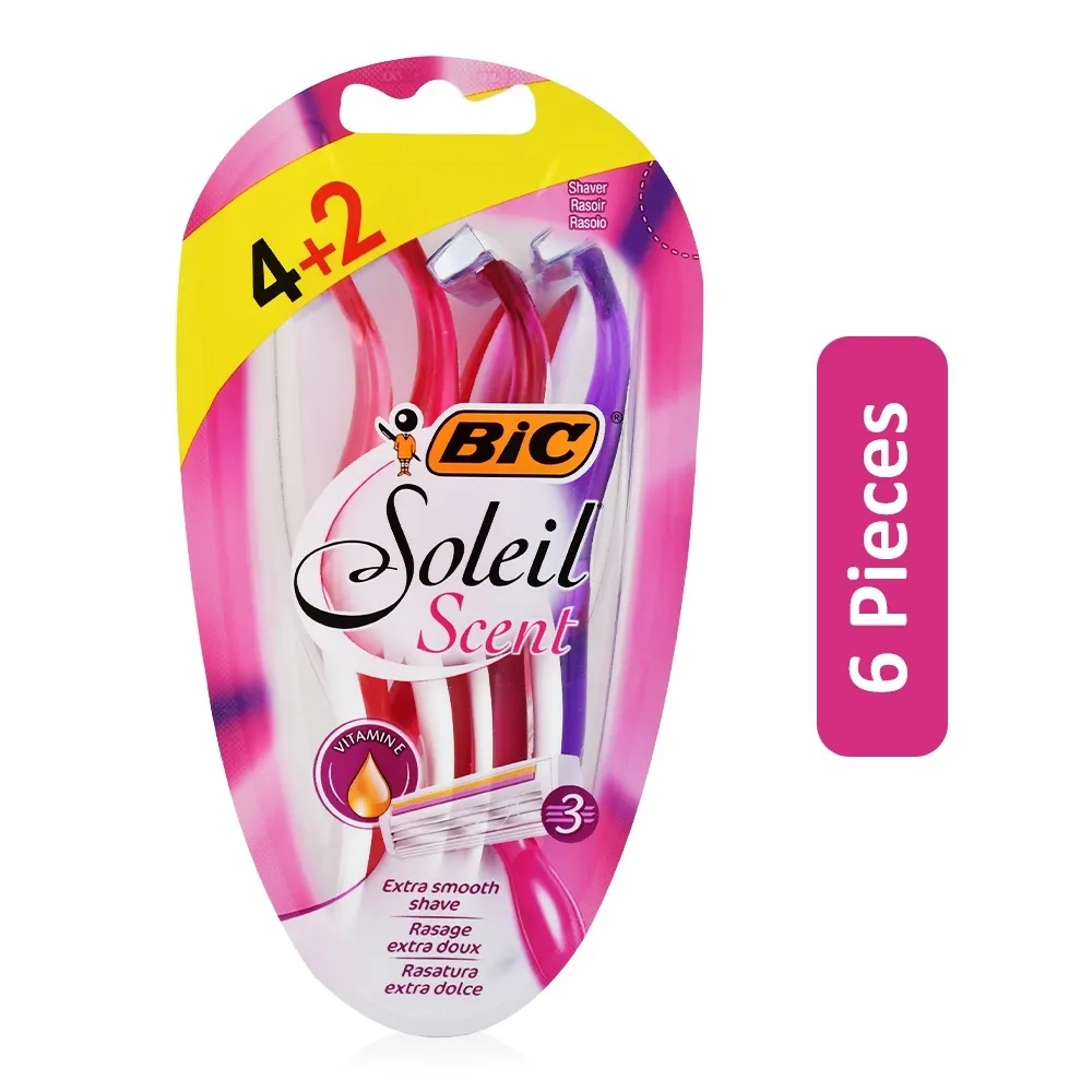 Bic Shavers شفرة حلاقة للاستعمال مرة واحدة Soleil بعطر 3 شفرات - 4 + 2 Pcs