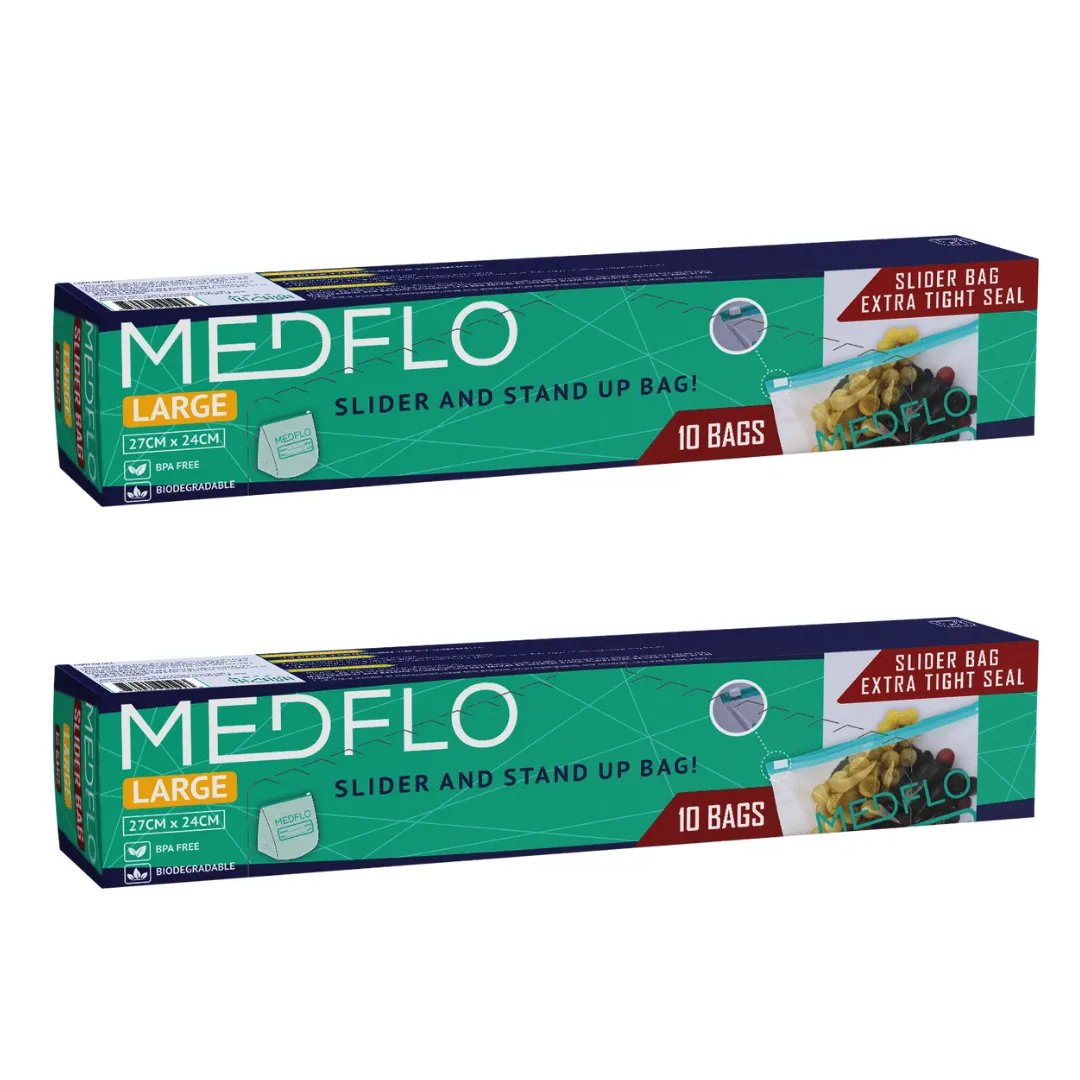 Medflo أكياس تخزين بسحاب وقاعدة كبيرة - 2 x 10 Pcs