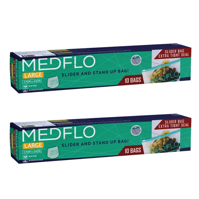 Medflo Storage Bag Slider & Stand Up Large - 2 x 10 Pcs