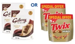 Twix minis or Galaxy minis milk chocolate