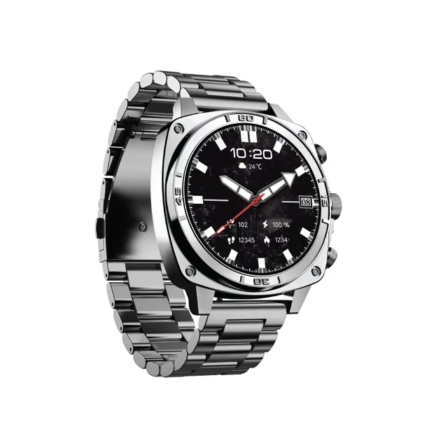 Porodo Chrono Steel Smartwatch, 1.43 inches, Silver, PD-LFST171-SL