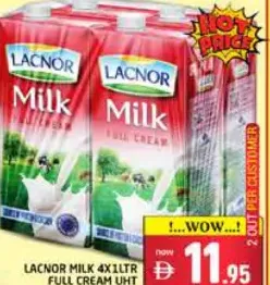 Lacnor حليب كامل الدسم طويل الأمد حياتنا لتر
