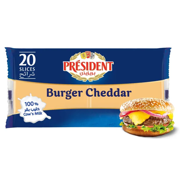 President Delicious Burger With Cheddar Cheese 20 Slices