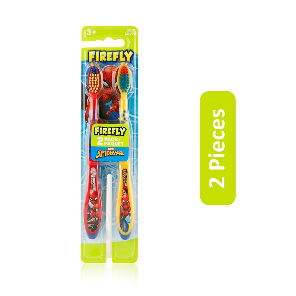 Firefly Marvel Spiderman فرشاة أسنان ناعمة لعمر 3+ سنوات - 2 Pcs
