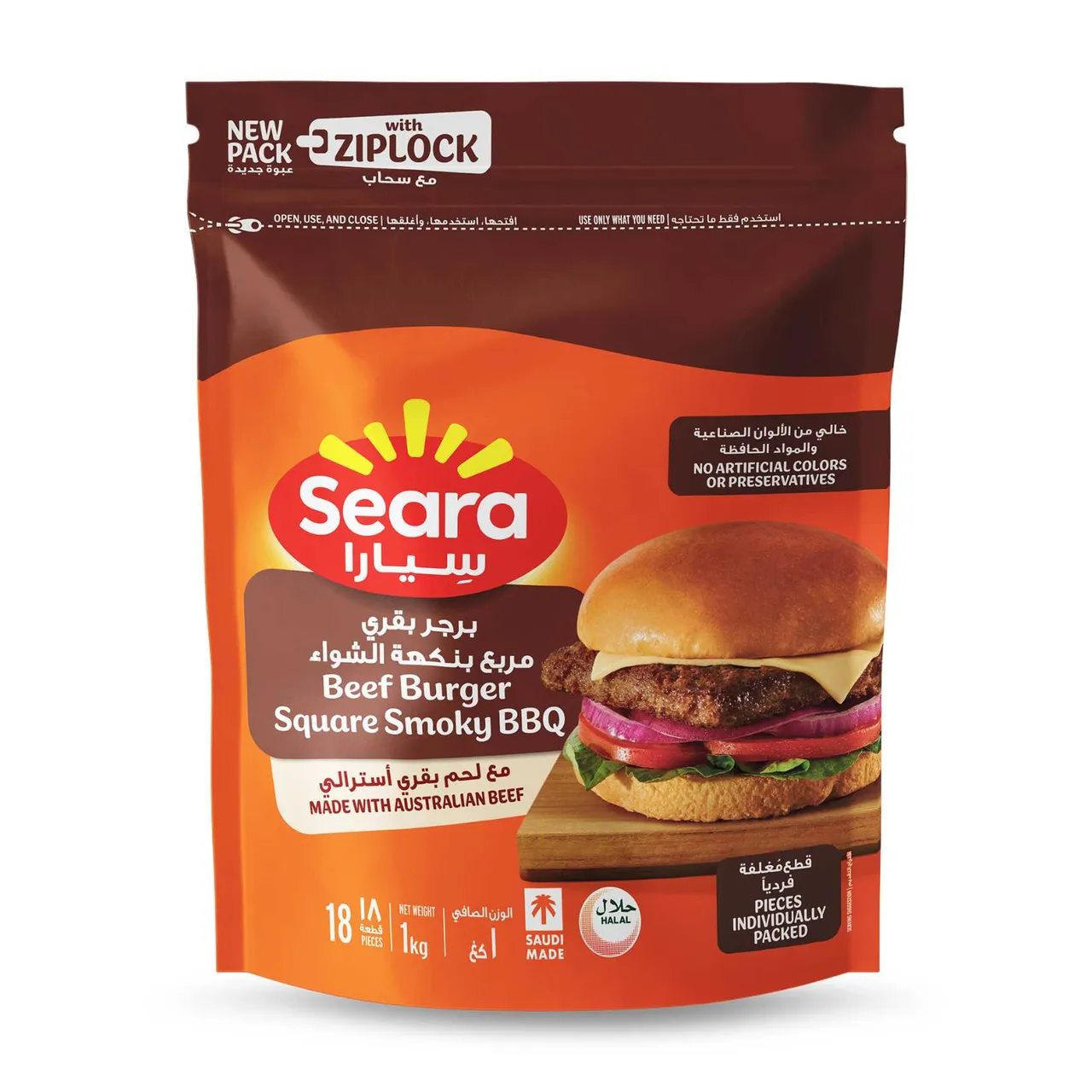Seara برجر لحم بقري جامبو بصلصة الباربكيو المدخنة