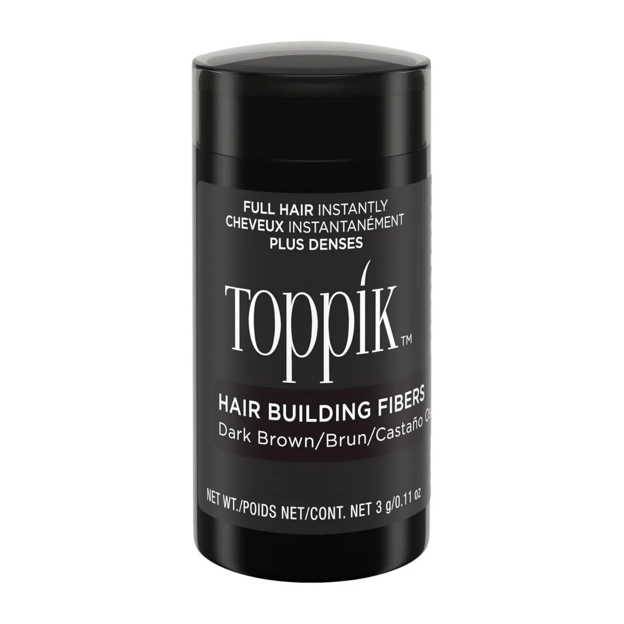 toppik ألياف بناء الشعر بحجم السفر مع ألياف الكيراتين الفاخرة تخفي ترقق الشعر وتساقطه لشعر أكثف بمظهر طبيعي للرجال والنساء بني داكن 3 Grams