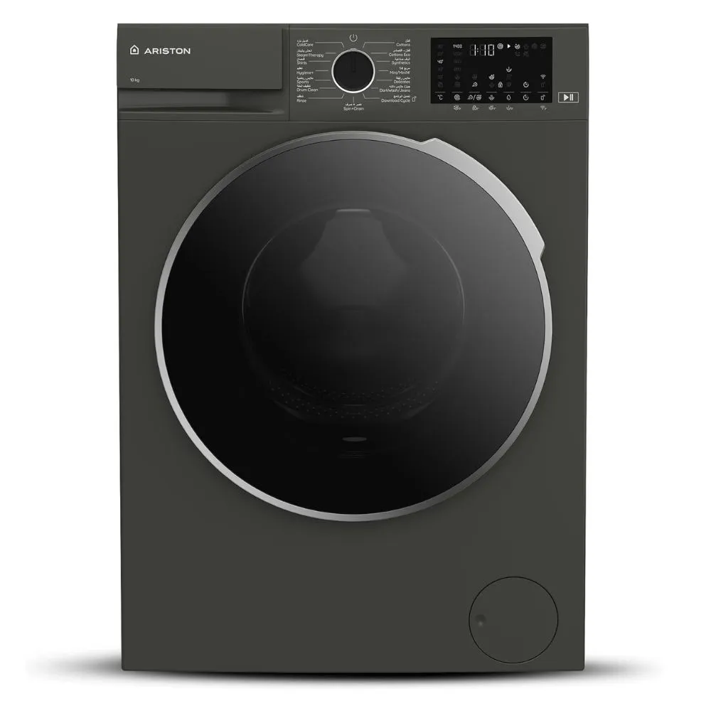 Ariston غسالة ملابس تحميل أمامي | 1400 RPM | محرك انفرتر ذكي Pro | متوافقة مع تطبيق Homewhiz | أسود | RWF10143DMME