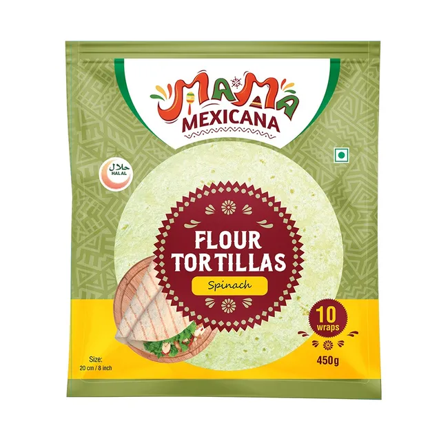 Mama Mexicana Spinach Tortilla Wraps 20cm - 10 Pcs